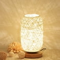 thumbnail image 1 of Rattan Decor Desk Light Wood Home Table Boho Lamp Bedroom Led Desk Lamp Lights for Room Decor, 1 of 3
