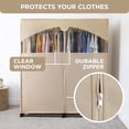 thumbnail image 2 of HOLDN' STORAGE Portable Wardrobe Closet with Heavy Duty Metal Rod 65 lb Capacity Zipper Clear Window and Canvas Cover for Clothes Storage, Beige, 2 of 7