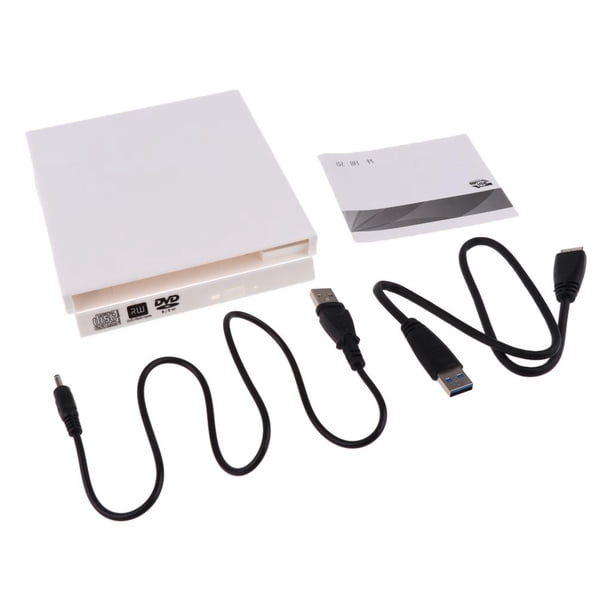 Caja de Unidad óptica Externa Caja de Unidad óptica Controlador de Grabadora de DVD Externa para Interfaz de Tipo SATA USB3.0 de 12,7 Mm con Interfaz - Blanco Soledad Cartucho de unidad óptica