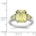 thumbnail image 2 of Sterling Silver Rhodium Checker-Cut Lemon Quartz Ring QR2916LQ, 2 of 2