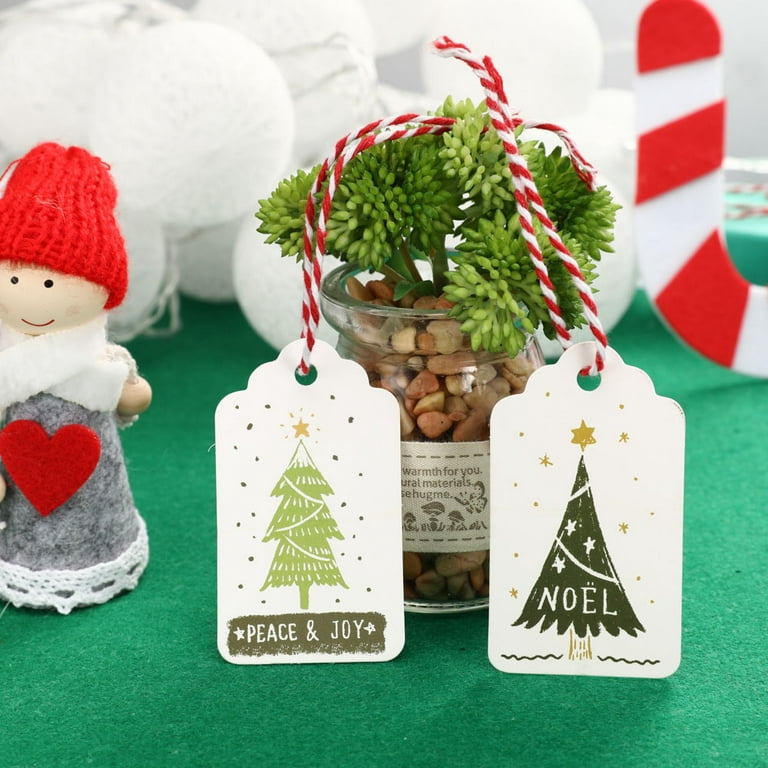 1 Set Christmas Tags with String Santa Claus Xmas Tree Gift Packaging  Hanging Tags for Noel