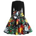 thumbnail image 4 of Robe Vintage Rockabilly Patchwork pour Femmes, Robe de Fête de Noël avec Nœud, 4 of 7