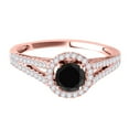 thumbnail image 2 of Aonejewelry 1.30 Ct. Ttw Halo Split Shank Black Diamond Engagement Wedding Ring In 14k Solid Rose Gold, 2 of 4