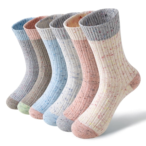 6 Pairs Merino Wool Socks for Women Hiking Thermal Warm Winter Thick Boot Cozy Crew Comfy Work Socks for Ladies