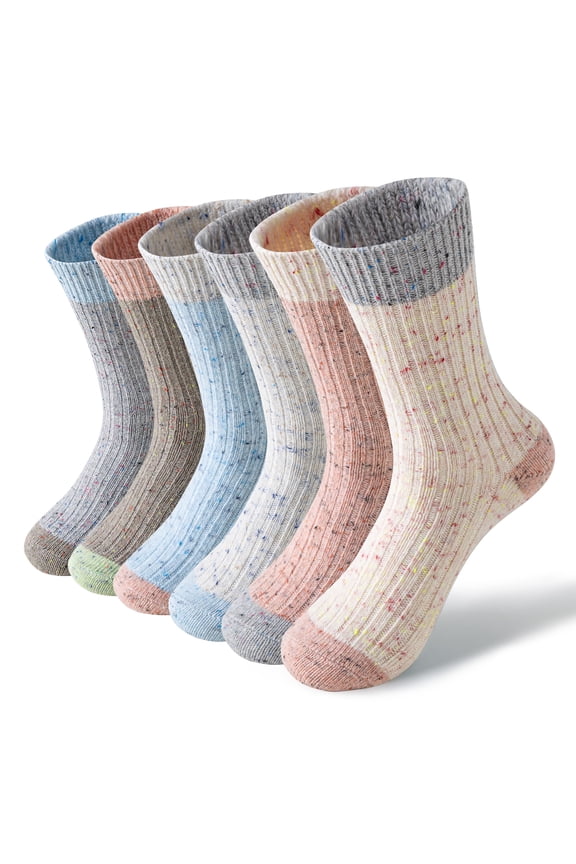 6 Pairs Merino Wool Socks for Women Hiking Thermal Warm Winter Thick Boot Cozy Crew Comfy Work Socks for Ladies