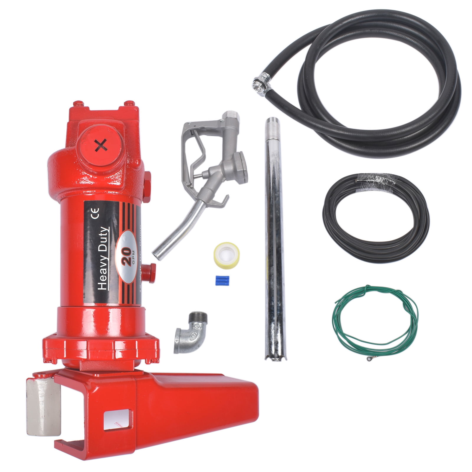 Mustrod Red Fuel Transfer Pump 12V 20 GPM for Diesel Gas Gasoline Kerosene Tractors Boats Trimmers
