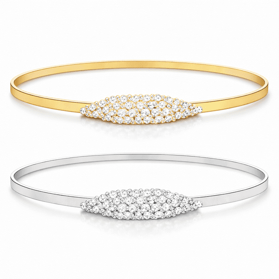 START MAKERS Set of 2 Women’s Elastic Metal Belts with Rhinestone Buckle, Gold and Silver Dress Belts, Fashion Waist Accessories for Dresses, Skirts, and Formal Outfits