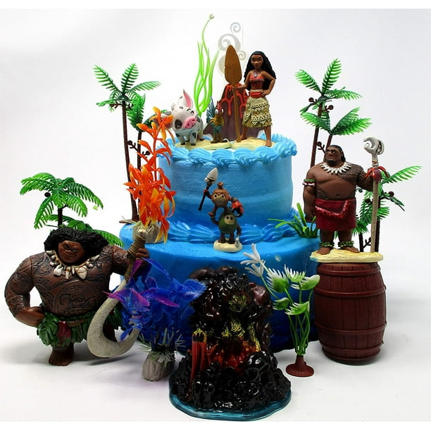 Cake Toppers Moana Birthday Set Featuring Various Characters And Decorative Themed Accessories Walmart Com Walmart Com