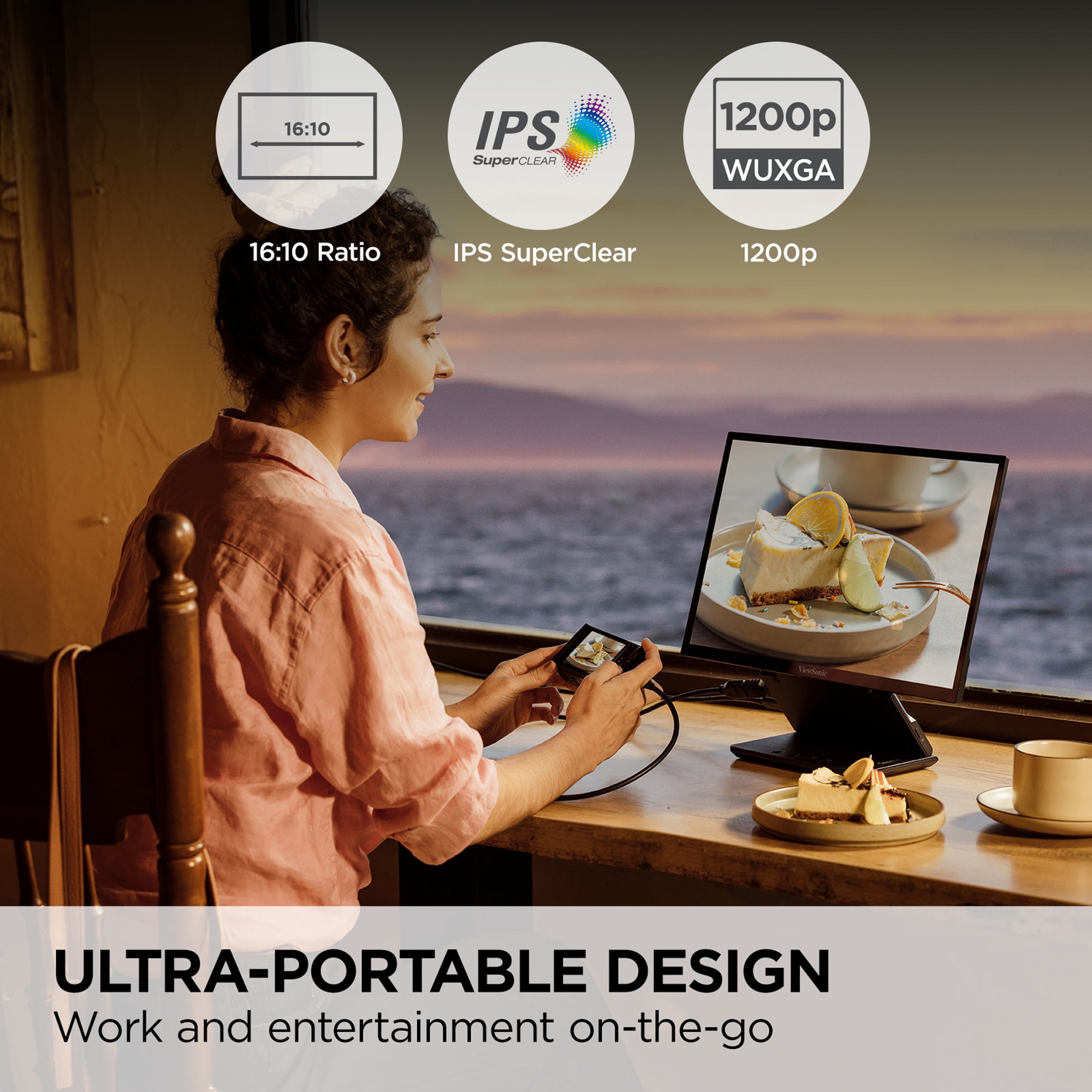 ViewSonic VP1656 15.6" FHD IPS Portable Monitor with 2 Way Powered USB C