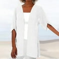 thumbnail image 3 of JGGSPWM Women's Open Front Cardigan Long Sleeve Cozy Cotton Linen Outwear Tops White XL, 3 of 6