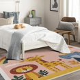 thumbnail image 3 of Zoo Lion Elephant Giraffe Printed Bedroom Rug,5x6 Area Rugs, Cartoon Animal Kids Carpet Decorations, Animals Rugs for Living Room, Non-Slip Padded Washable Low Pile Cozy Easy Clean Pet Friendly Rugs, 3 of 7