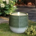 thumbnail image 4 of LuxenHome 19.5" Resin Lighted Garden Bubbling Water Fountain with Emerald Ribbed Top and Ivory Bottom, 4 of 7