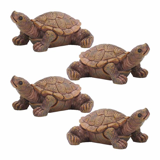 Paquete de 4 mini adornos de tortuga de simulación, adorno de maceta de plantas suculentas de jardín de hadas realista