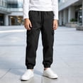 thumbnail image 6 of ZBSOKO Cargo Joggers for Boys Elastic Waist Elastic Cuff Fashion Track Pants with Multi Pockets Running Workout Pant Sizes 5-15 Years, 6 of 7