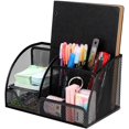 thumbnail image 1 of Organizador de escritorio de metal multifuncional, portalápices con cajón deslizante de malla, caja de almacenamiento de papelería para el hogar, la escuela y la oficina, color negro, 1 of 5