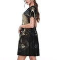 thumbnail image 2 of Easygdp Gold Pattern Skull para Vestido Transpirable de Mujer, Vestido Suelto de Manga Corta con Pliegues y Bolsillos para el Verano, 2 of 6