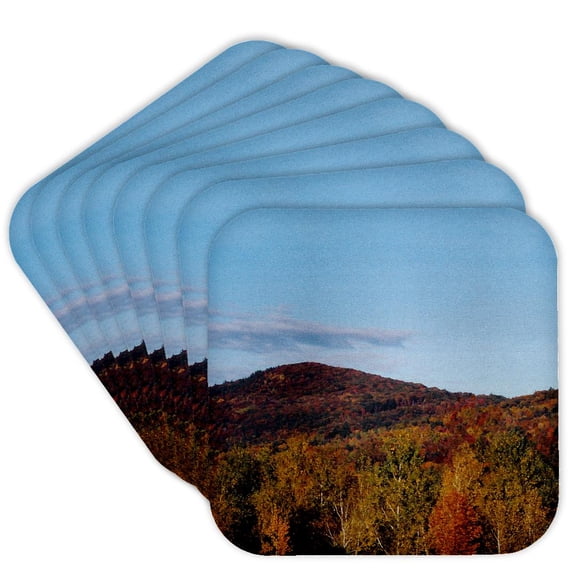 3drose, Beautiful Rolling Hills of Red and Gold Foliage in New England, Set of 8 Coasters - Cork