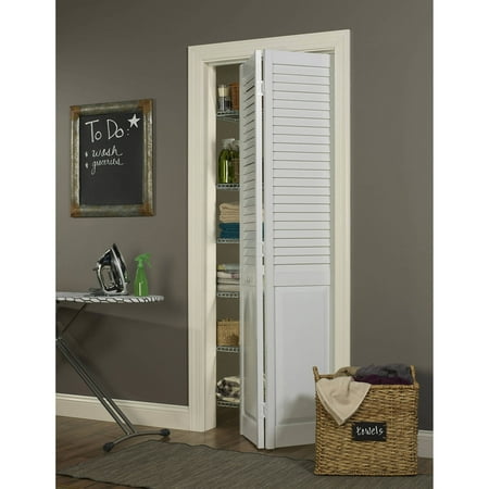 Seabrooke Pvc Louver Over Panel Bifold Door White Walmart Com