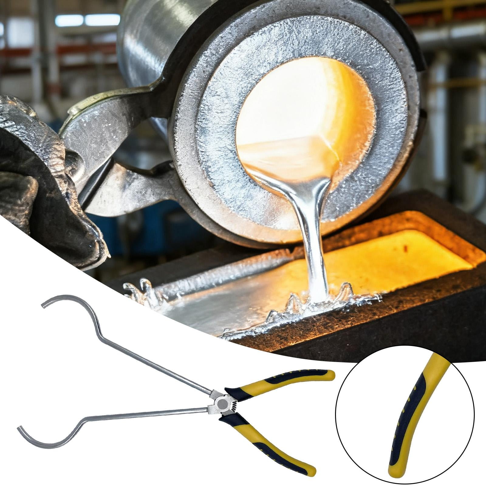 Gold Melting Tongs Crucible Double Spring Furnace Steel Insulated Rubber Handle for Laboratory Jewelry Metal Casting