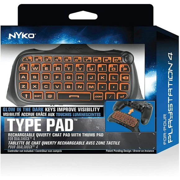 Nyko Type Pad - PlayStation 4 with Built-in Rechargeable Battery, Built-in Speaker without the need for a Headset, .com Shortcut and Full QWERTY Style Keyboard