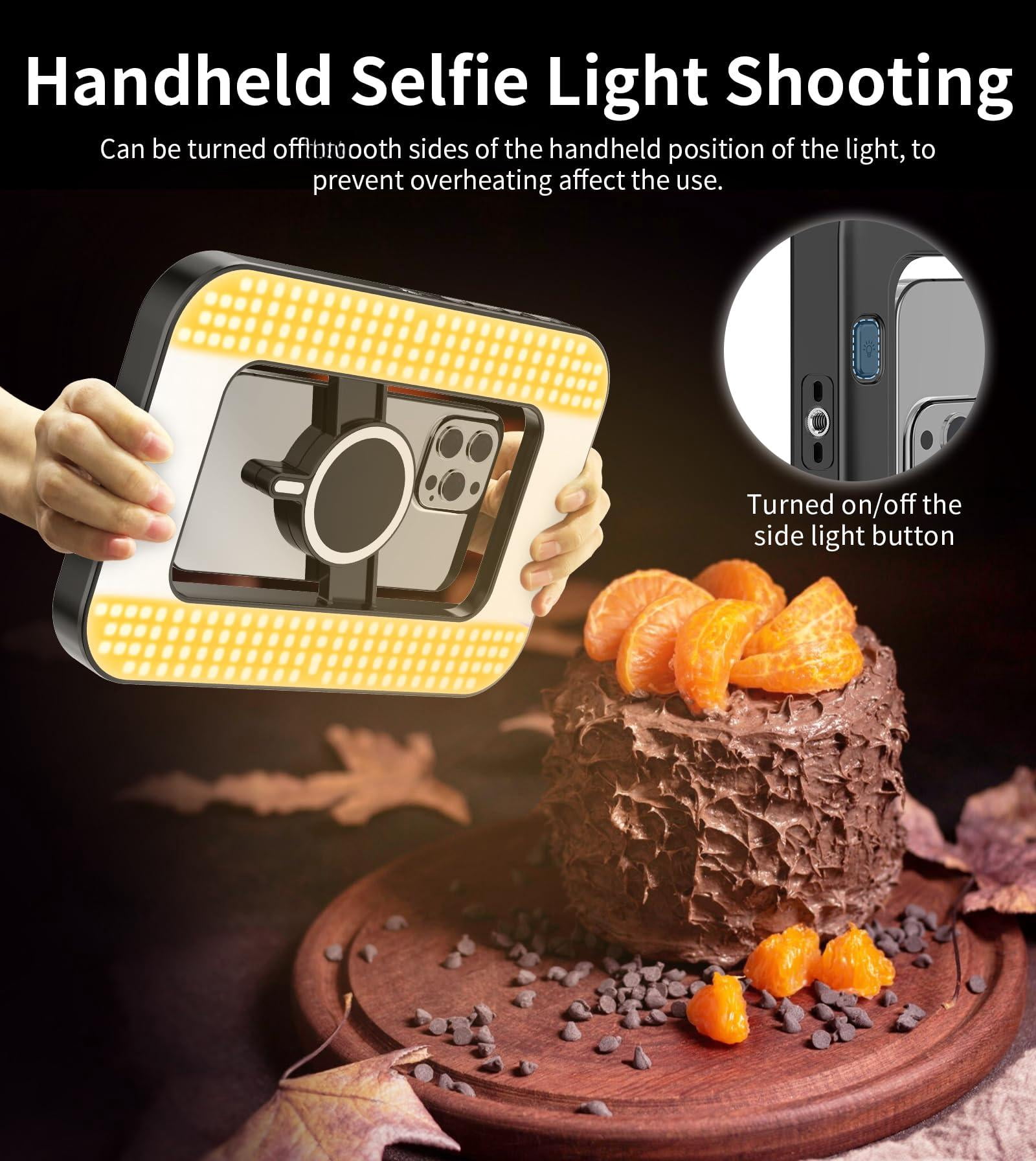 Magnetic 6000mah Rgb Selfie Ring Light For 448 Led Rechargeable Phone With Mini Tripod Stand  Double-sided Handheld Stabilizer Magsafe/phones/video Recording/photos