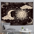 thumbnail image 4 of Sun and Moon Tapestry, Aesthetic Black Dark Spiritual Tapestries Mystic Burning Sun with Clouds Star Wall Hanging decor for Bedroom, 4 of 7