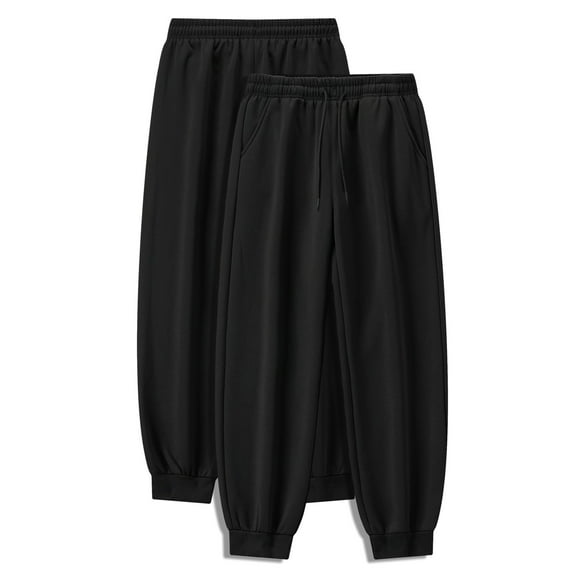 Men's solid color drawstring sports pants jogging pants suitable for outdoor jogging gym fitness spring and autumn sports casual pants