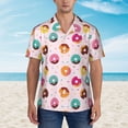 thumbnail image 2 of Balery Colorful Donuts Camisas hawaianas de manga corta para hombre, camisas playeras de corte holgado, camisas de vacaciones con botones,Small, 2 of 7