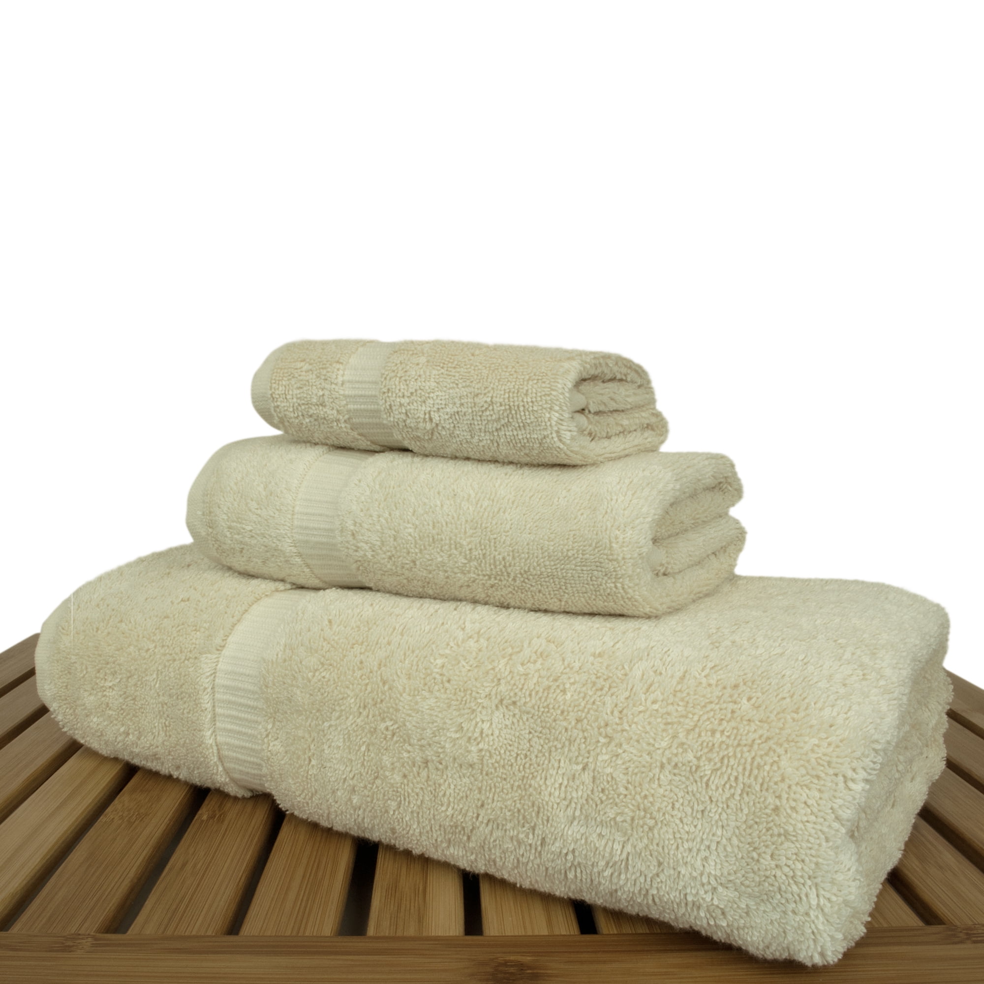 Luxury Hotel & Spa Quality Collection, Quick Dry 100% Turkish Cotton, 750+ GSM, Eco Friendly Towel Set, Bathroom and Kitchen Dobby Border Towels, Bath Towel, Hand Towel, Washcloths (3 Piece, Beige)