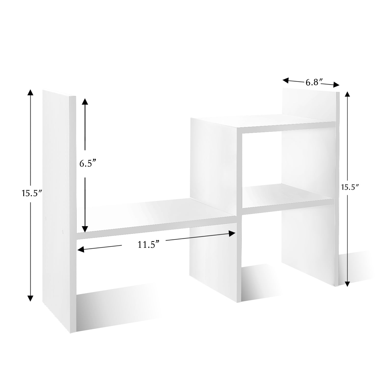 Adjustable Wood Desktop Shelf Organizer Office Storage Rack for Home 13 x 6.8 x 15 inches White
