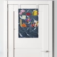 thumbnail image 2 of Nautical Hanging Pocket Organizer, Frock of Frolicking Sharks and Fish Herds Diving Wildlife Exotic Deep Sea Ocean, Printed Polyester Storage Bag with Pockets, 14" x 20", Slate Blue, 2 of 2
