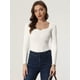 thumbnail image 3 of Suéter con cuello En Forma de Corazón Allegra K blanco M, 3 of 6