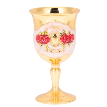 OULII Vintage Zinc Alloy Goblets Assorted Color Metal Wine Cups for Home Use Perfect and Banquet Decor 4.5 Inches