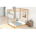 thumbnail image 4 of Wood Full Size Canopy Platform Bed with Support Frame for Bedroom, Natural, 4 of 10