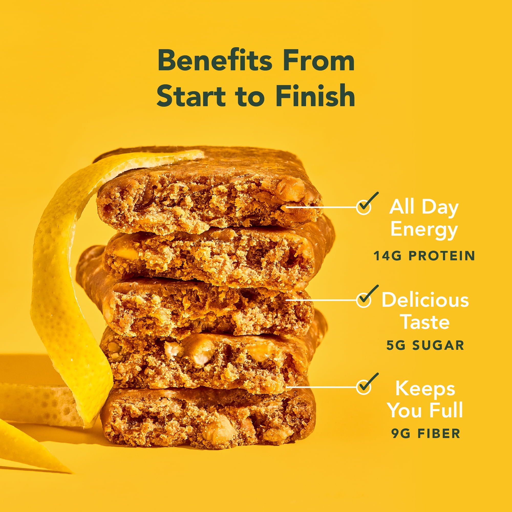 ALOHA Plant Based Protein Bars, Lemon Cashew, 14g Protein (Pack of 12)
