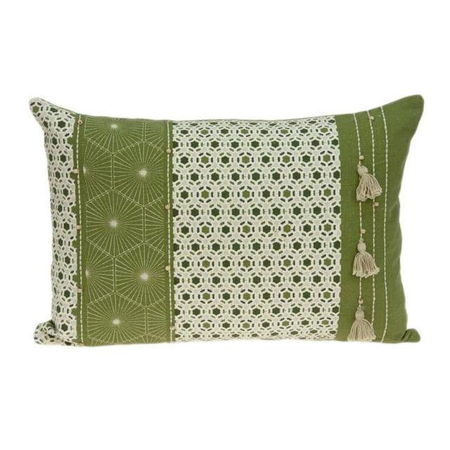 Parkland Collection PILD11097P Omini Vert & Beige Rectangle Tropical Housse de Coussin avec Poly Insert - 14 x 20 x 6 Po.