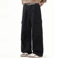 thumbnail image 2 of FRSASU Wide Leg Cargo Pants for Men Stretch Cotton Loose Versatile Athletic Hiking Pants with Pockets Black, 2 of 7