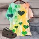 thumbnail image 4 of Puntoco Liquidación de blusas cortas para mujer, blusa de manga corta con estampado de moda para mujer, camiseta de cuello redondo, 4 of 5