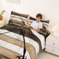 thumbnail image 3 of Feelyou Vintage Go Fishing Bed Sheets for Men Boys, Rustic Wooden Plank King Sheets, Brown, 4pcs, 3 of 5