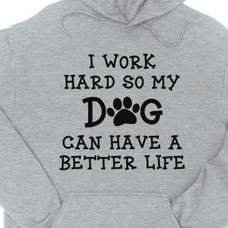 365 Printing Work Hard Dog Life Unisex Grey Fleece Hoodie