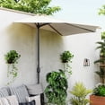 thumbnail image 2 of Outsunny 9.8ft Half Umbrella Patio Parasol Sun Shade, Crank Handle, Cream, 2 of 10