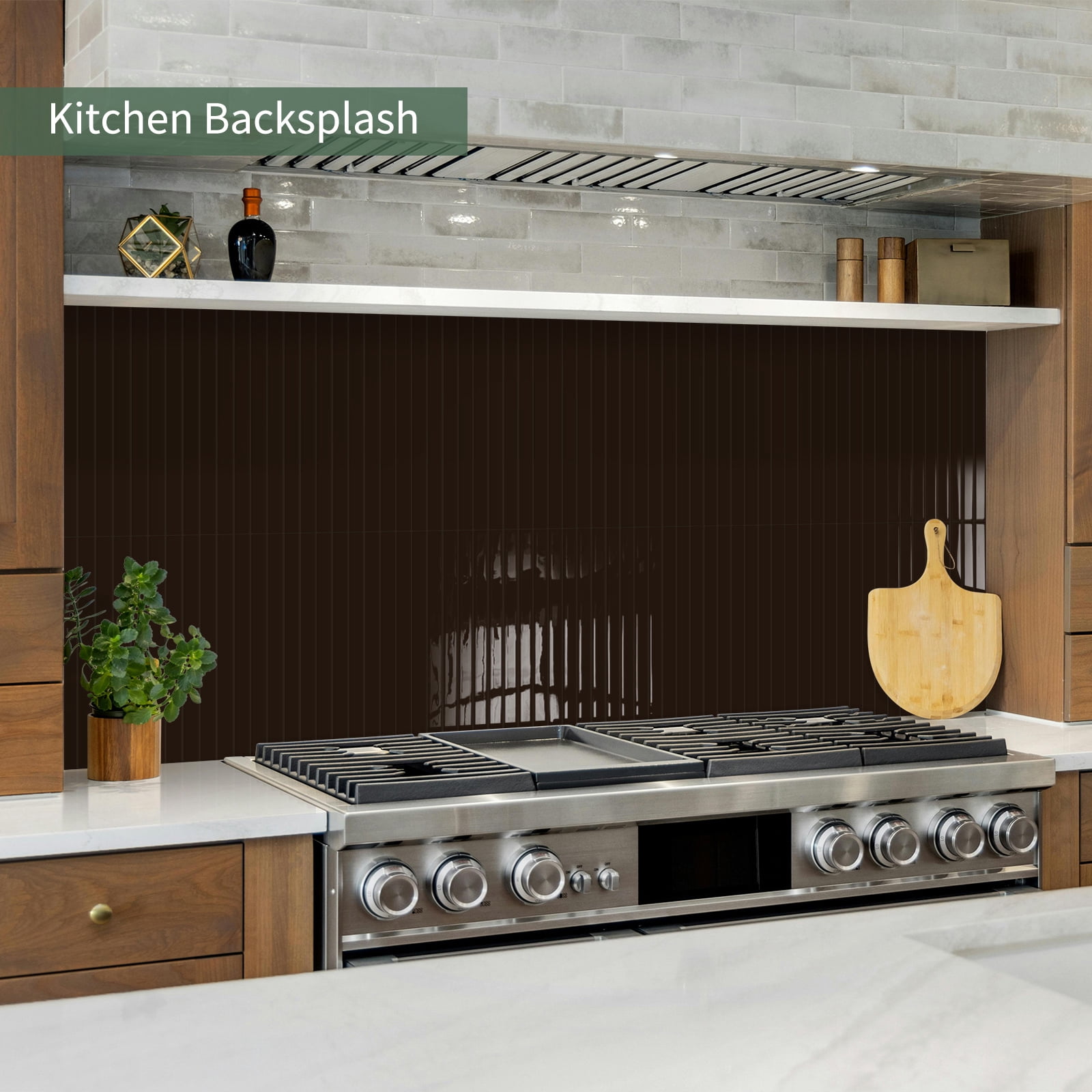 DEWOO 10-Sheet Upgraded Thick Peel and Stick Kitchen Backsplash Tiles,Waterproof Premium Self-Adhesive Wall Tile Stick on Backsplash for Kitchen,Bathroom and Fireplace(Brown,12"×12")