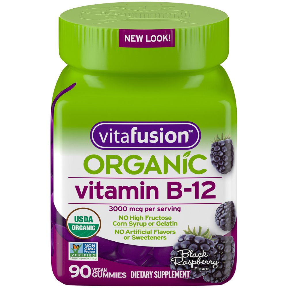 Vitafusion Organic B12 Gummy Vitamin, 90 Count NonGMO, GlutenFree