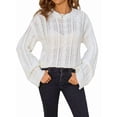 thumbnail image 3 of Womens Sweaters Knit Crew Neck Casual Long Sleeve Fall Tunic Sweater Tops White L, 3 of 9