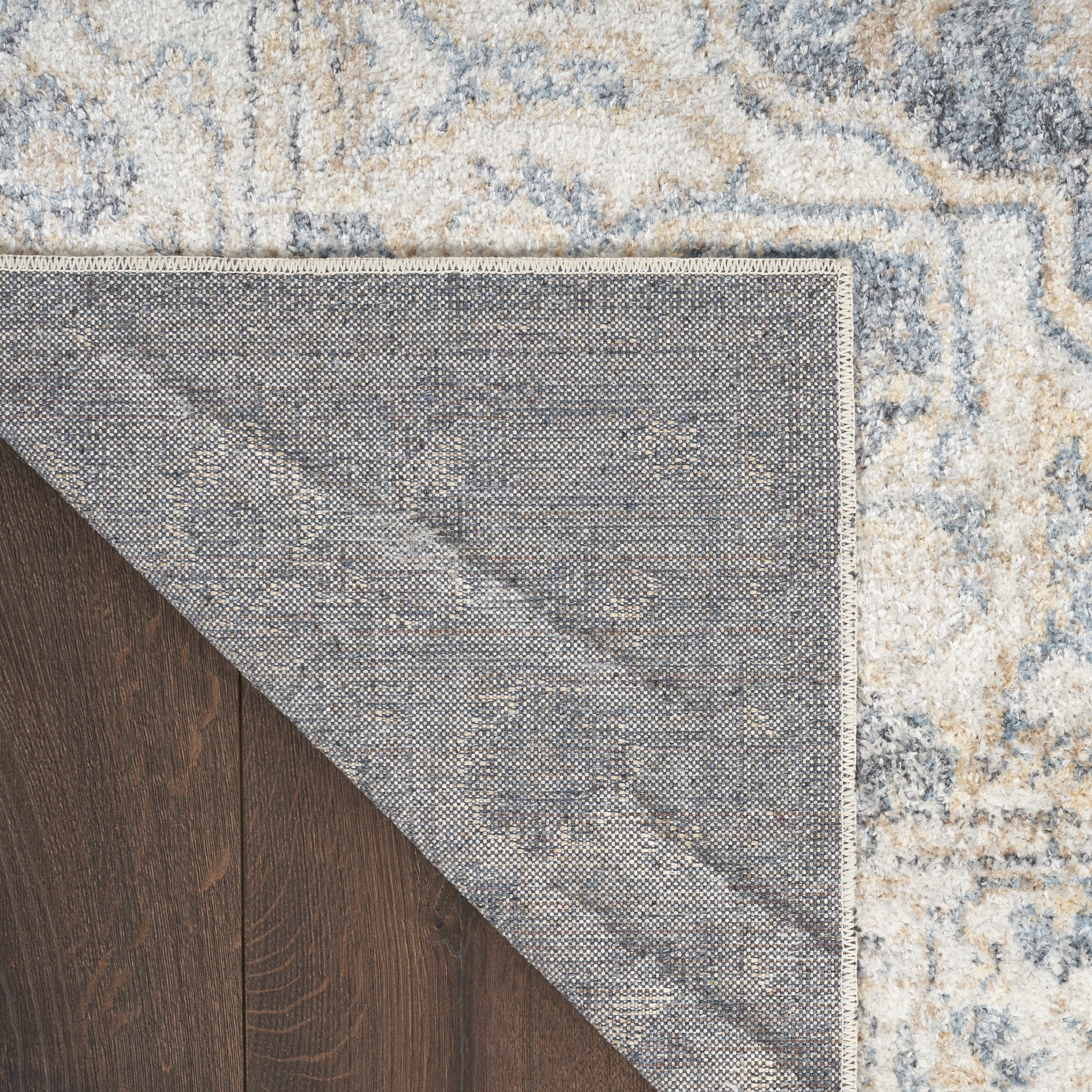 Nourison Astra Machine Washable Bohemian Grey/Blue 5'3" x 7' Area Rug, (5x7)