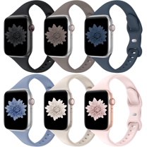 KOMI 6 Pack Bands Compatible with Apple Watch 38mm 40mm 41mm 42mm 44mm 45mm 49mm, Slim Thin Narrow Replacement Soft Silicone Sport Strap for iWatch Series Ultra/Ultra 2 9/8/7/6/5/4/3/2/1 SE Women Men