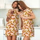 thumbnail image 4 of Fotbe Hot Dog In Heart Bata de Dormir para Mujer con Estampado, Camisón de Algodón de Manga Corta, Ropa de Dormir Casual, 4 of 6