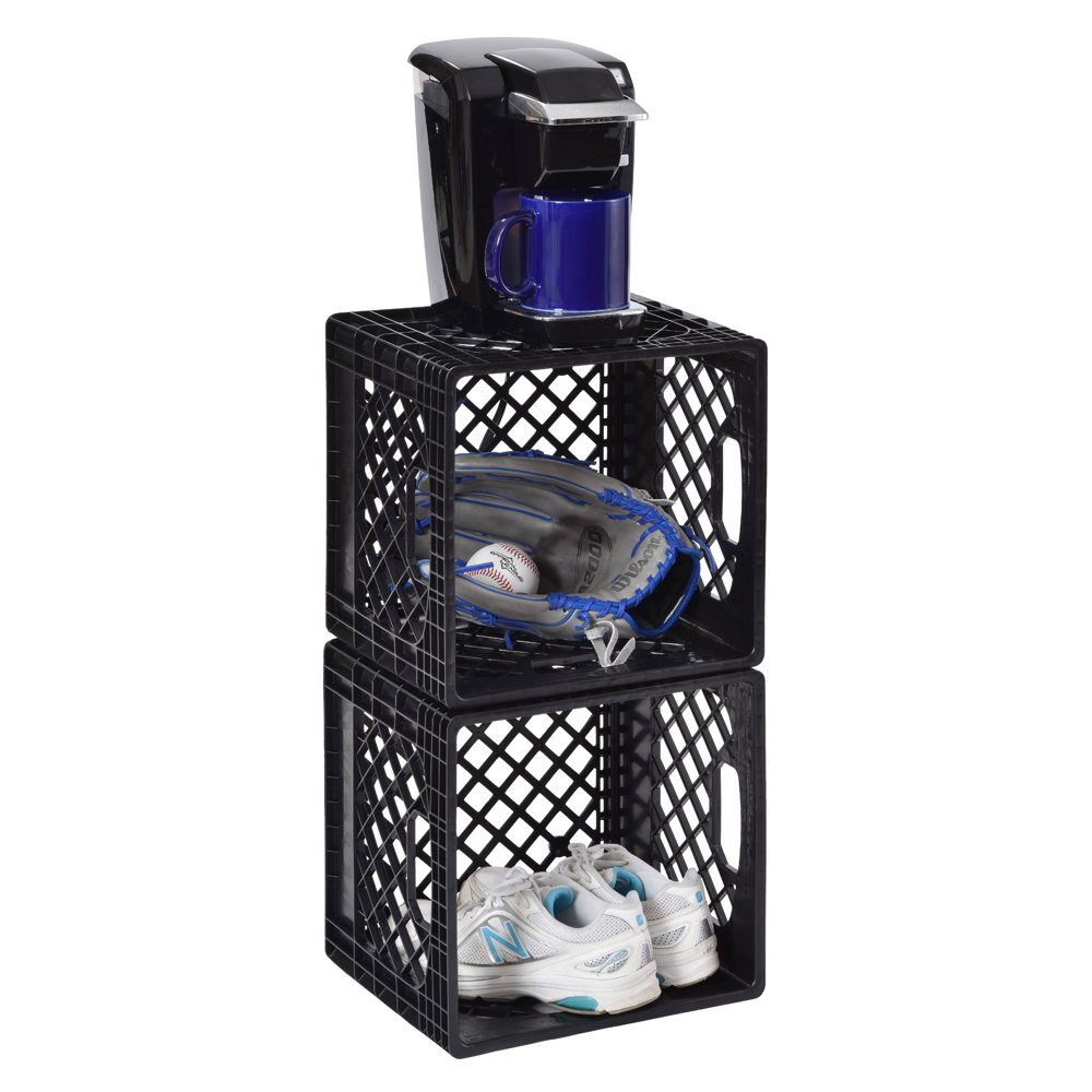 Muscle Rack MK131311B2PK 11" x 13" x 13" Black Milk Crate (Pack of 2