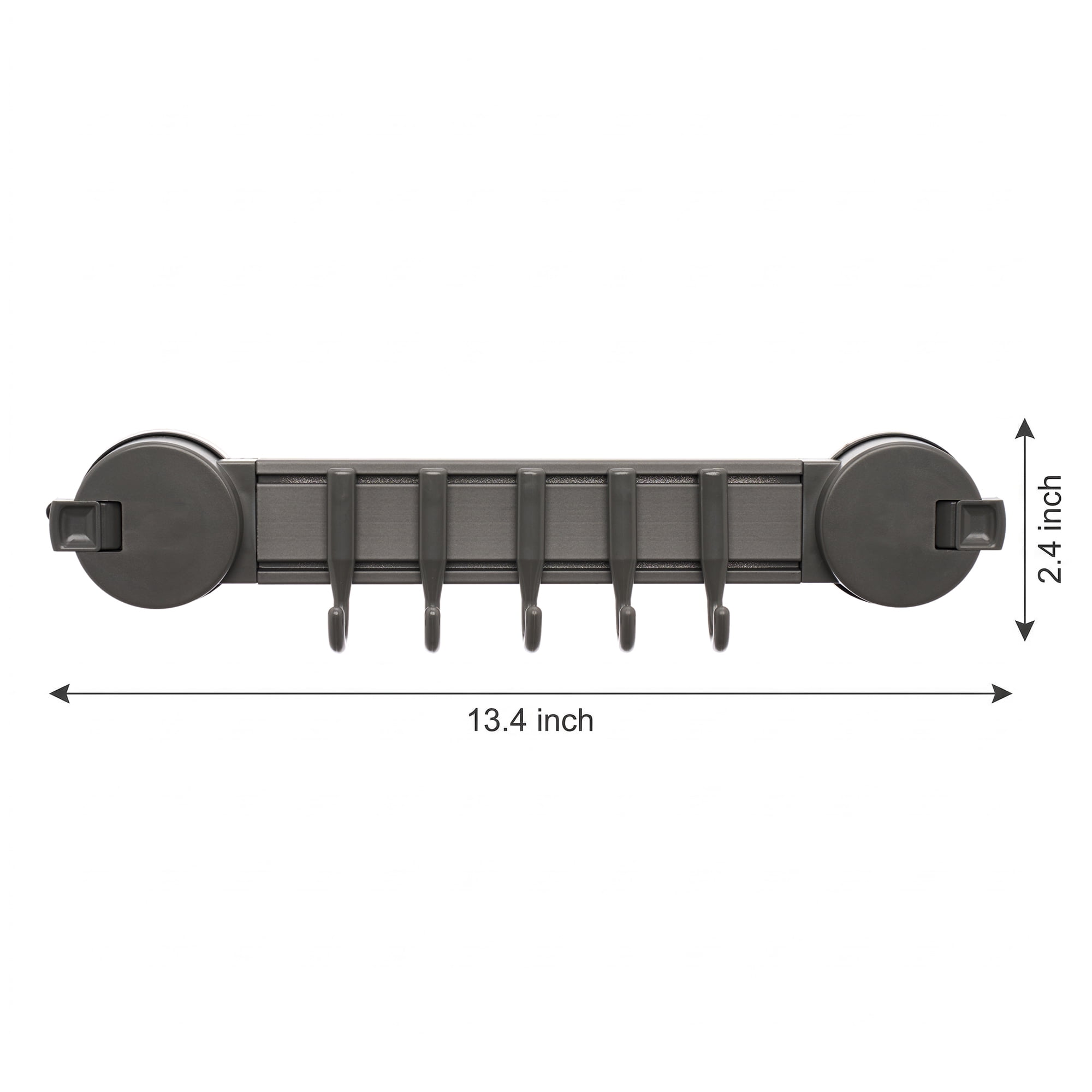 Unique Bargains Coat Rack Wall Mount Suction Cup 5 Hooks for Entryway Bathroom gray