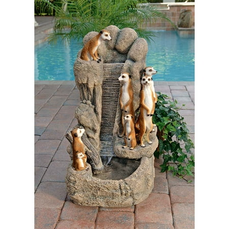 Meerkat Family at the Watering Hole Garden Fountain